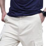 Heavy-Duty Stretchable Cotton Cargo Pants - Off White - Image 4