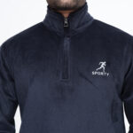 Corduroy Style Velvet Half Zip Shirt Blue - Image 4