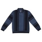 New Long Sleeved Casual High-end Polo Shirt - Blue and Black - Image 2
