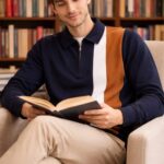 New Long Sleeved Casual High-end Polo Shirt - Navy Blue