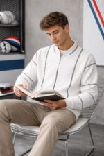 New Long Sleeved Casual High-end Polo Shirt - Off-White